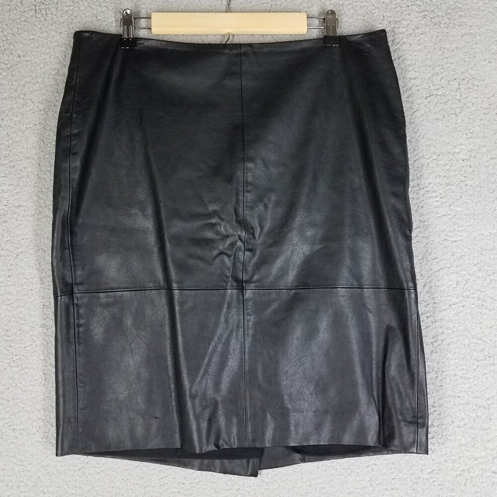 Vince Camuto Faux Leather Skirt Women's 14 Black Straight Office Casual Rock
